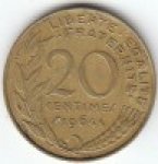 20 сентим 1964 г. Франция(24)-  39539 - аверс