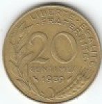 20 сентим 1989 г. Франция(24)-  39539 - аверс