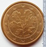 1 цент 2005 г. Германия(6) - 21339 - реверс