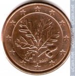 1 цент 2007 г. Германия(6) - 21339 - реверс