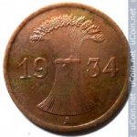 1 пфенниг 1934 г. Германия(6) - 21339 - реверс