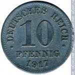 10 пфеннигов 1917 г. Германия(6) - 21339 - реверс