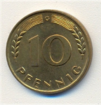 10 пфеннигов 1950 г. Германия(6) - 21339 - аверс