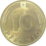 10 пфеннигов 1976 г. Германия(6) - 21339 - аверс