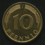 10 пфеннигов 1995 г. Германия(6) - 21339 - аверс