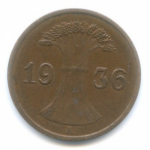 1 пфенниг 1936 г. Германия(6) - 21339 - реверс