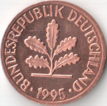 1 пфенниг 1995 г. Германия(6) - 21339 - реверс