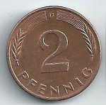 2 пфеннига 1979 г. Германия(6) - 21339 - аверс
