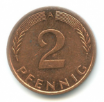 2 пфеннига 1995 г. Германия(6) - 21339 - аверс