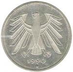 5 марок 1990 г. Германия(6) - 21339 - реверс