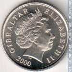5 пенсов 2000 г. Гибралтар(6) - 3582 - аверс