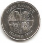 5 крон 1996 г. Исландия(10) - 1061 - реверс