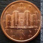 1 цент 2002 г. Италия(10) - 8880 - реверс