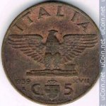 5 чентезимо 1939 г. Италия(10) - 8880 - аверс