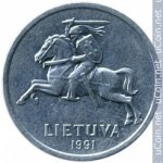 1 цент 1991 г. Литва(13) - 3049 - реверс
