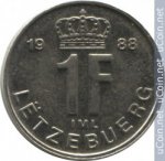 1 франк 1988 г. Люксембург(13) - 11445 - аверс