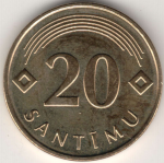 20 сантим 2009 г. Латвия(13) - 10123 - аверс