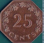 25 центов 1975 г. Мальта(14) -21569 - реверс