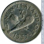 3 пенса 1956 г. Новая Зеландия(16) -1643 - аверс