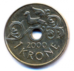 1 крона 2000 г. Норвегия(16) -2020 - аверс