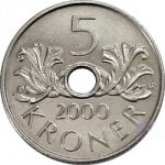 5 крон 2000 г. Норвегия(16) -2020 - аверс