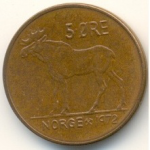 5 эре 1972 г. Норвегия(16) -2020 - аверс