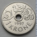 1 крона 1997 г. Норвегия(16) -2020 - реверс