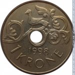 1 крона 1998 г. Норвегия(16) -2020 - реверс