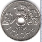 1 крона 2006 г. Норвегия(16) -2020 - реверс