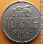 10 эре 1960 г. Норвегия(16) -2020 - аверс