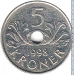 5 крон 1998 г. Норвегия(16) -2020 - реверс