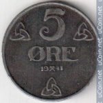 5 эре 1941 г. Норвегия(16) -2020 - аверс