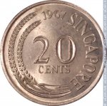 20 центов 1967 г. Сингапур(19) - 3227 - аверс