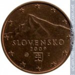 1 цент 2009 г. Словакия(20) - 5811 - реверс