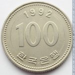 100 вон 1992 г. Корея Южная(12) -1084 - реверс