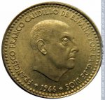 1 песета 1966 г. Испания(10) -12911 - аверс