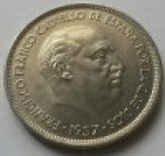 25 песет 1957 г. Испания(10) -12911 - реверс