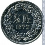1/2 франка 1972 г. Швейцария(25) -2881 - аверс