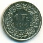 1 франк 1986 г. Швейцария(25) -2881 - аверс