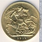 1 соверен 1911 г. Великобритания(5) -111711 - реверс