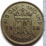 6 пенсов 1948 г. Великобритания(5) -111711 - аверс
