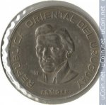 100 песо 1973 г. Уругвай(23) -562 - реверс
