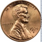 1 цент 1974 г. США(21) - 52935 - аверс