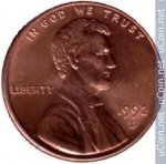 1 цент 1992 г. США(21) - 52935 - реверс