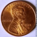 1 цент 2001 г. США(21) - 52935 - аверс