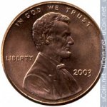 1 цент 2003 г. США(21) - 52935 - реверс